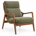 Sillón tapizado de contorno redondeado, verde y marrón